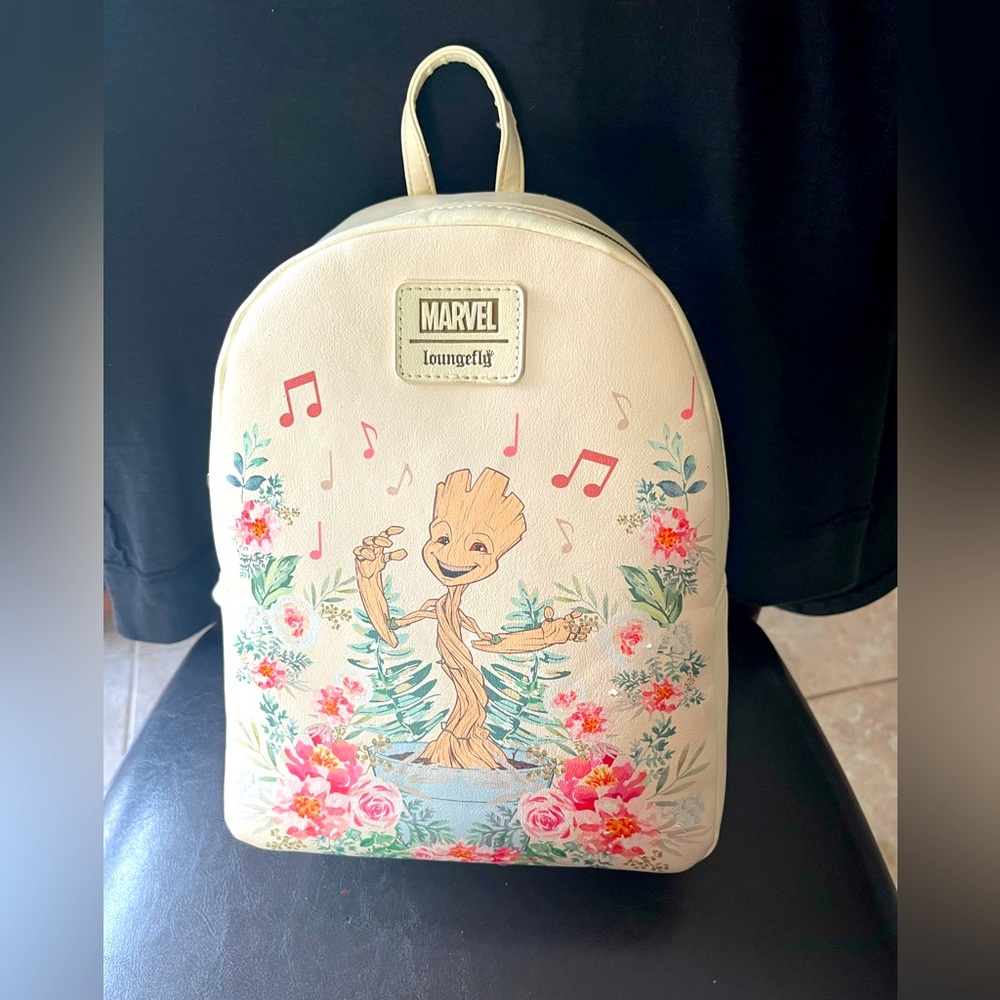 Loungefly Marvel Baby Groot In Pot Dancing Floral Mini Backpack RETIRED